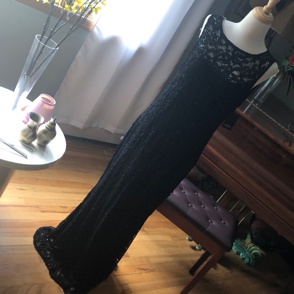 Dress black lace sequin size 14